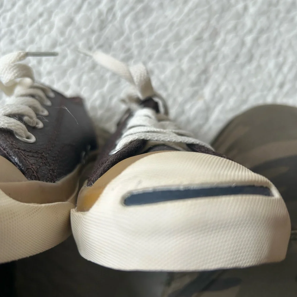 NWOT Converse Jack Purcell sneakers size 1. Brown w/tan accents. Waterproof.